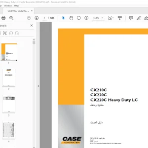 Case CX210C CX220C CX220C Heavy Duty LC حفارة زحافة دليل الخدمة 90342810 PDF