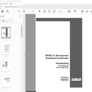 Case IH 580SK en Servopower Graaflaad Combinatie Bediende Handleiding 9-22401S1 PDF