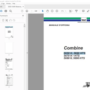Deutz Fahr 5650 H, 5660 HTS 5670 H / HTS 5680 H, 5690 HTS Combine MANUALE D'OFFICINA PDF