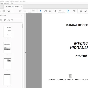 Deutz Fahr A80-105 HP INVERSOR HIDRÁULICO Manual de Oficina - PDF DOWNLOAD