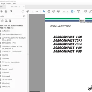 Deutz Fahr AGROCOMPACT F60 70F3 70F4 F80 F90 MANUALE D'OFFICINA PDF
