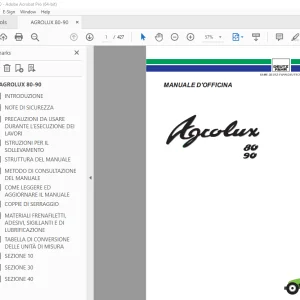 Deutz Fahr AGROLUX 80 AGROLUX 90 MANUALE D'OFFICINA - PDF DOWNLOAD