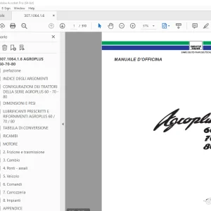 Deutz Fahr AGROPLUS 60 AGROPLUS 70 AGROPLUS 80 MANUALE D'OFFICINA PDF