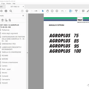 Deutz-Fahr AGROPLUS 75 85 95 100 Manuale D'Officina PDF