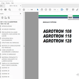 Deutz Fahr AGROTRON 108 AGROTRON 118 AGROTRON 128 MANUALE D'OFFICINA PDF