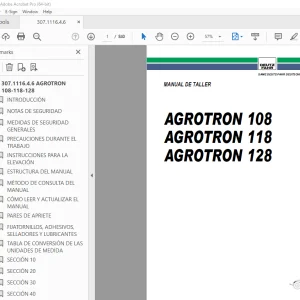 Deutz-Fahr AGROTRON 108 AGROTRON 118 AGROTRON 128 Manual de Taller PDF