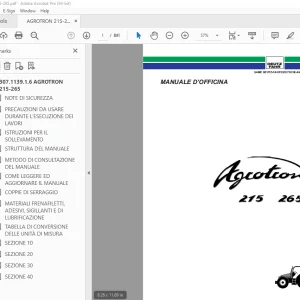 Deutz Fahr AGROTRON 215 AGROTRON 265 MANUALE D'OFFICINA - PDF DOWNLOAD