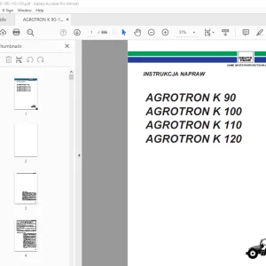 Deutz Fahr AGROTRON K90 K100 K110 K120 INSTRUKCJA NAPRAW PDF