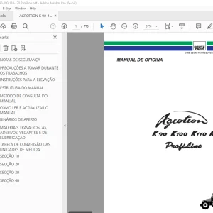 Deutz Fahr AGROTRON K90 K100 K110 K120 Profiline Manual de Oficina PDF
