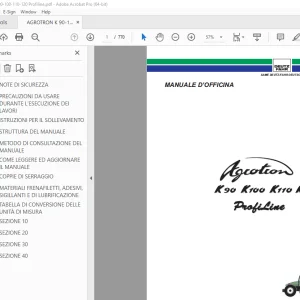 Deutz-Fahr AGROTRON K90 K100 K110 K120 Profiline Manuale D'Officina PDF