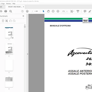 Deutz Fahr AGROVECTOR 26.6 AGROVECTOR 30.7 ANTERIORE & POSTERIORE MANUALE D'OFFICINA PDF