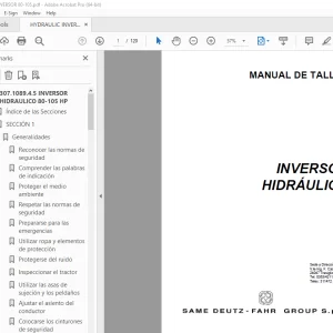 Deutz Fahr INVERSOR HIDRÁULICO 80-105 Manual de Taller PDF