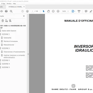 Deutz-Fahr INVERSORE IDRAULICO 80-105 Manuale D'Officina PDF