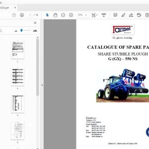 FARMET G (GX) – 550 NS SHARE STUBBLE PLOUGH PARTS MANUAL - PDF