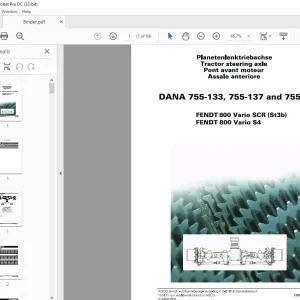 FENDT 800 Vario SCR (St3b) FENDT 800 Vario S4 DANA 755-133, 755-137 and 755-140 Tractor steering axle Workshop Service Manual
