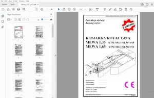 Famarol Kosiarka Rotacyjna Mewa 1.35 1.65 Instrukcja obsługi Katalog części - PDF