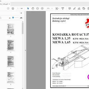 Famarol Kosiarka Rotacyjna Mewa 1.35 1.65 Instrukcja obsługi Katalog części - PDF