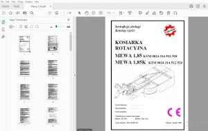 Famarol Kosiarka Rotacyjna Mewa 1.85 Instrukcja obsługi Katalog części - PDF
