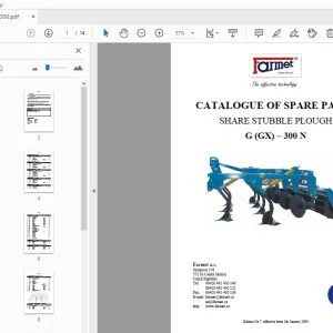 Farmet G (GX)–300 N SHARE STUBBLE PLOUGH Parts Manual - PDF