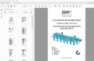 Farmet GK (GXK)-460 NS, GK (GXK)-550 NS, GK (GXK)-660 NS SHARE STUBBLE PLOUGH PARTS MANUAL - PDF
