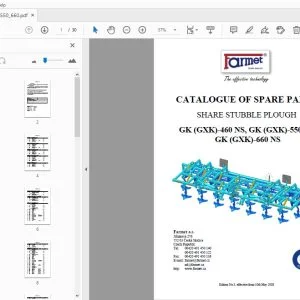 Farmet GK (GXK)-460 NS, GK (GXK)-550 NS, GK (GXK)-660 NS SHARE STUBBLE PLOUGH PARTS MANUAL - PDF