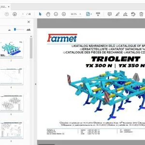 Farmet TRIOLENT TX 300 N TX 350 N Parts Manual - PDF