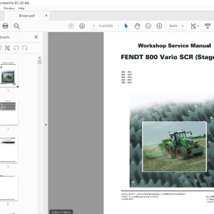 Fendt Tractor FENDT 800 Vario SCR (Stage 3b) Workshop Service Manual