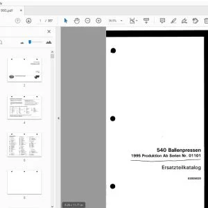 Fortschritt 540 Ballenpressen 1995 Produktion Ab Serien Nr. 01101 Ersatzteilkatalog - PDF