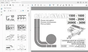 Gallignani 1500/1600/1690/2690/2690E/3690 Pick-Up Balers Parts Manual - PDF
