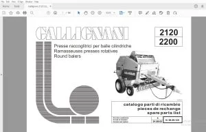 Gallignani 2120 2200 Round Balers Parts Manual - PDF