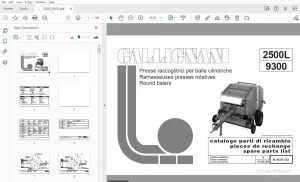 Gallignani 2500L 9300 Round Balers Parts Manual - PDF