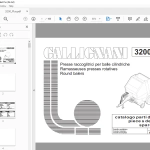 Gallignani 3200 PLUS Round Baler Parts Manual - PDF DOWNLOAD