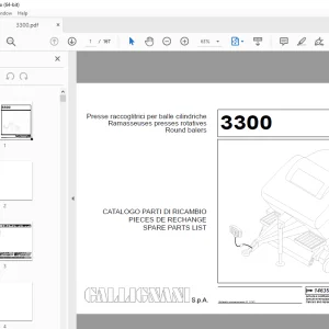Gallignani 3300 Round Baler Parts Manual - PDF DOWNLOAD