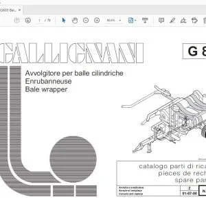 Gallignani G800 Bale Wrapper Parts Manual - PDF