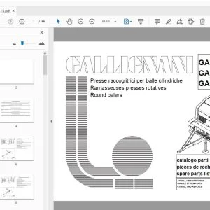 Gallignani GA FB12 GA FB15 Round Balers Parts Manual - PDF