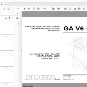 Gallignani GA V6-GA V9 Round Balers Parts Manual - PDF