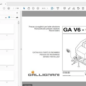 Gallignani GA V6 - GA V9 Round Balers Parts Manual - PDF