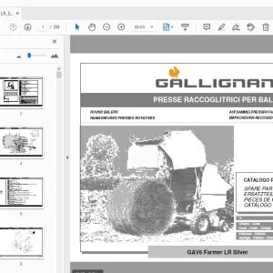 Gallignani GAV6 Farmer LR Silver Round Balers Parts Manual - PDF