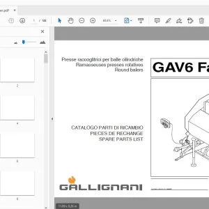 Gallignani GAV6 Farmer Round Balers Parts Manual - PDF