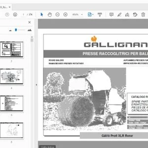 Gallignani GAV8 Profi XLR Rotor Round Balers Parts Manual - PDF