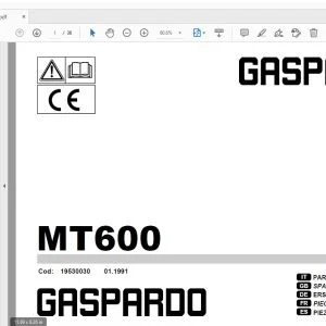 Gaspardo MT 600 Parts Manual 19530030 - PDF