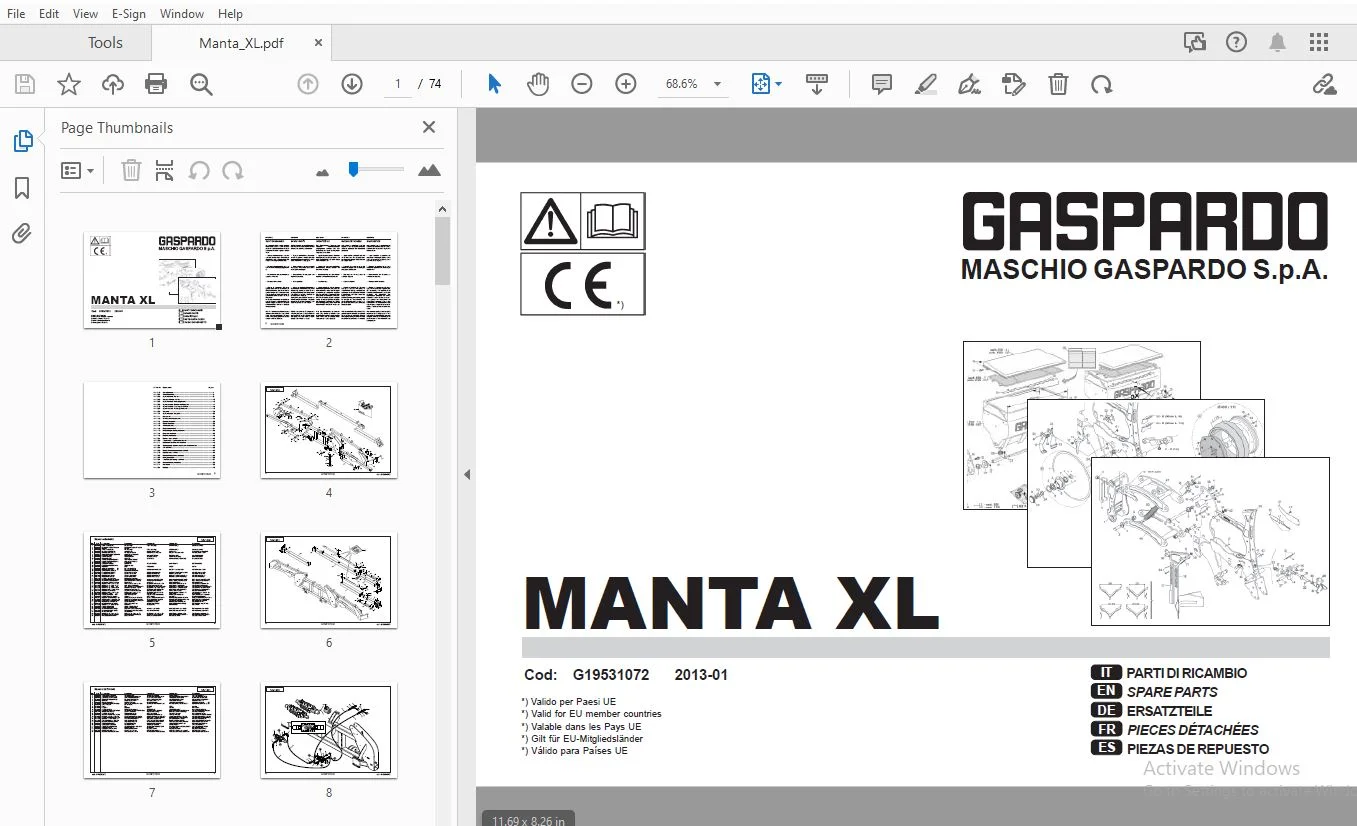 Gaspardo Manta-XL Parts Manual G19531072 - PDF - Image 3