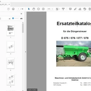 Gustrower D 075/076/077/078 für die Düngerstreuer Ersatzteilkatalog - PDF