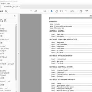 Hyundai Crawler Excavator R215VS PRO Service Manual 2024 -  PDF