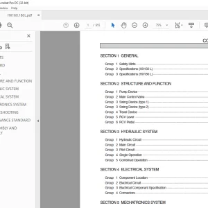 Hyundai HX160L,180L Excavator Service Manual -  PDF DOWNLOAD