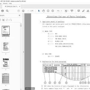 Iseki SFH220 SFH240 Riding Mower Parts Manual - PDF DOWNLOAD