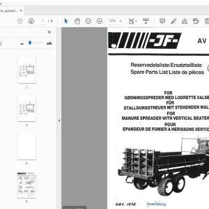 JF MANURE SPREADER WITH VERTICAL BEATERBARS PARTS MANUAL - PDF