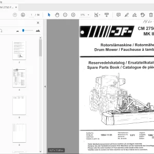 JF Stoll CM 2750 F Drum Mower Parts Manual 1994 - PDF