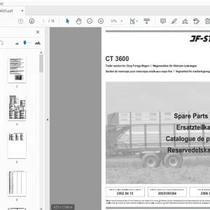 JF Stoll CT 3600 Trailer Section For Chop Forage Wagon Parts Manual - PDF
