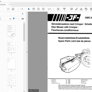 JF Stoll GMS 200 Disc Mower With Crimper Parts Manual - PDF